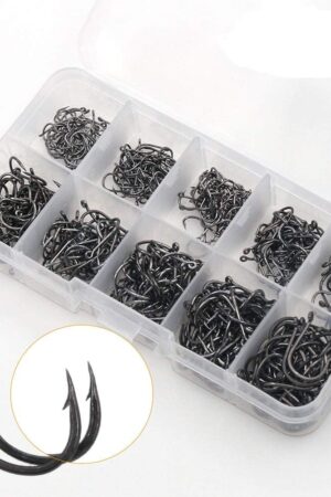 500PCS Small Fishing Hooks, Assorted 10 Sizes(3#-12#) Fish Hooks Portable Plastic Box, Strong Sharp Fishhook with Barbs for Freshwater/Seawater