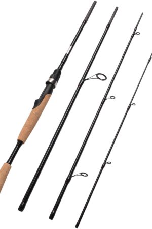 4 Pieces Travel Spinning Rod Medium Carbon Spinning Fishing Rod Portable Fishing Rod