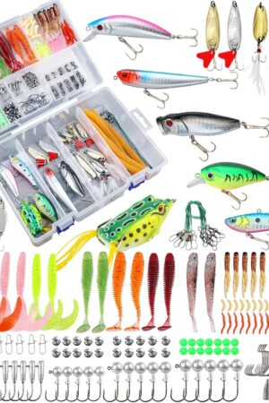 327PCS Fishing Tackle Lures Bait Kit Set Fishing Tackle Box with Tackle Included Fishing Gear, Fishing Lures, Worm, Spinner, Spoon, Hook for Freshwater Bass Trout Fishing Gifts for Men